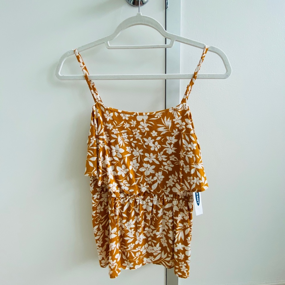 NWT Old Navy Ruffle Floral Top - Orange - Size S